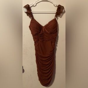 Brand new Privy women’s Brown Ruched corset Dress size S